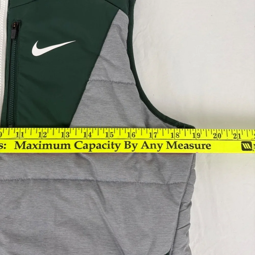 Nike Michigan State‎ Spartans Puffer Vest Mens Full Zip Gray Green Size Small